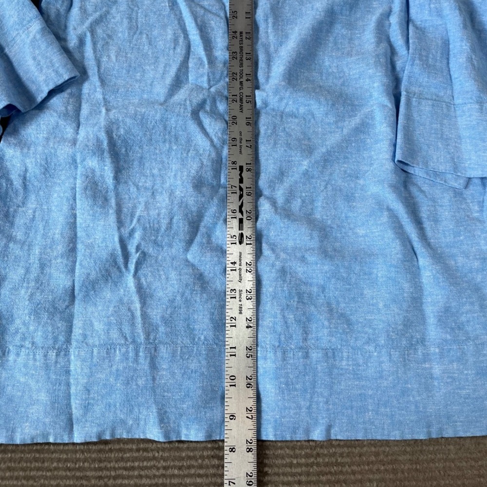 Lands End Womens Blue Linen Blend Split V-Neck 3/4 Sleeve Tunic Top Size M - Picture 4 of 7